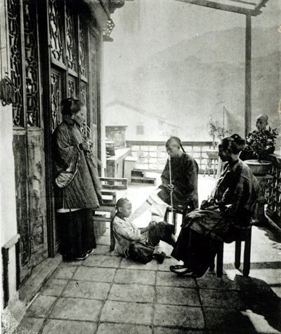 Chinese mensen die opium roken, uit 